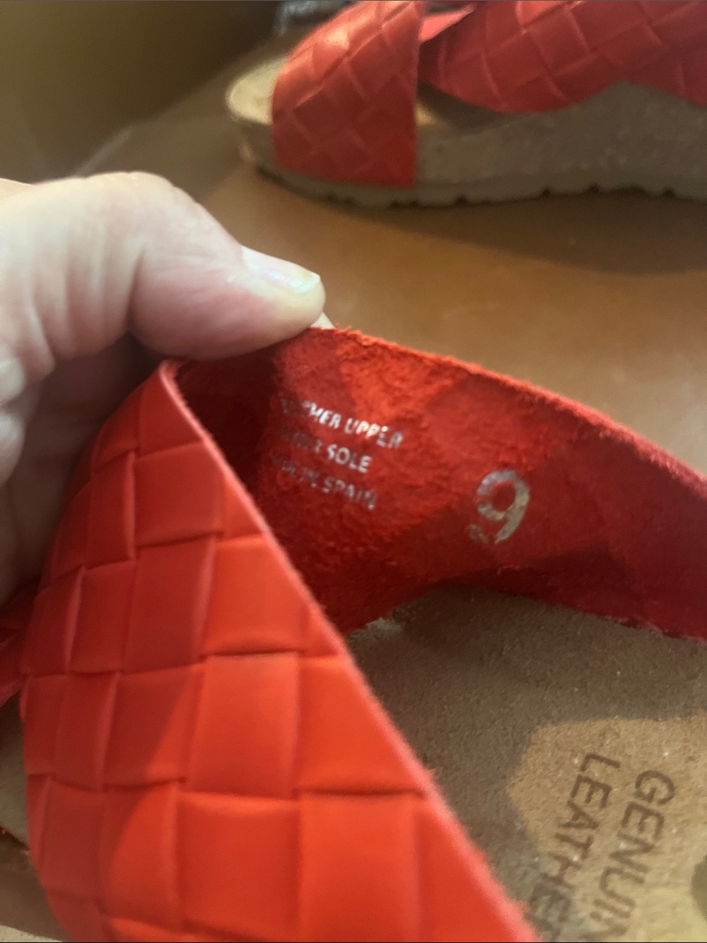 Women's Red Woven Crossband Slide Sandals by SoftWalk - Picture 6 of 7